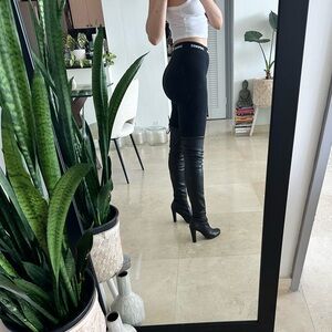Stuart Weitzman Thigh High Black Leather Boots Perfect Fit Highland